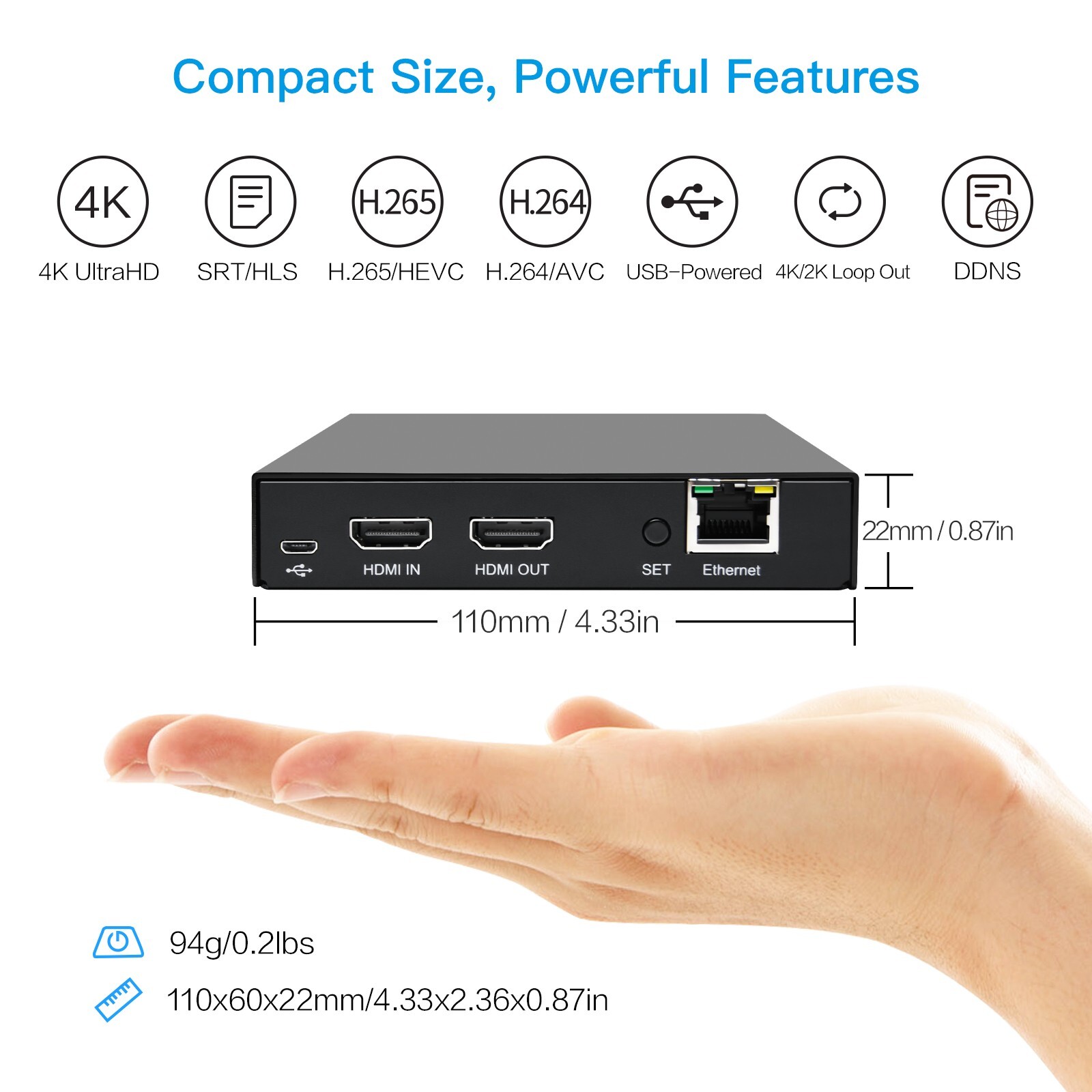 4K@60Hz Live Streaming Encoder Real Time Local Loopout for FB YouTube Twitch IPT
