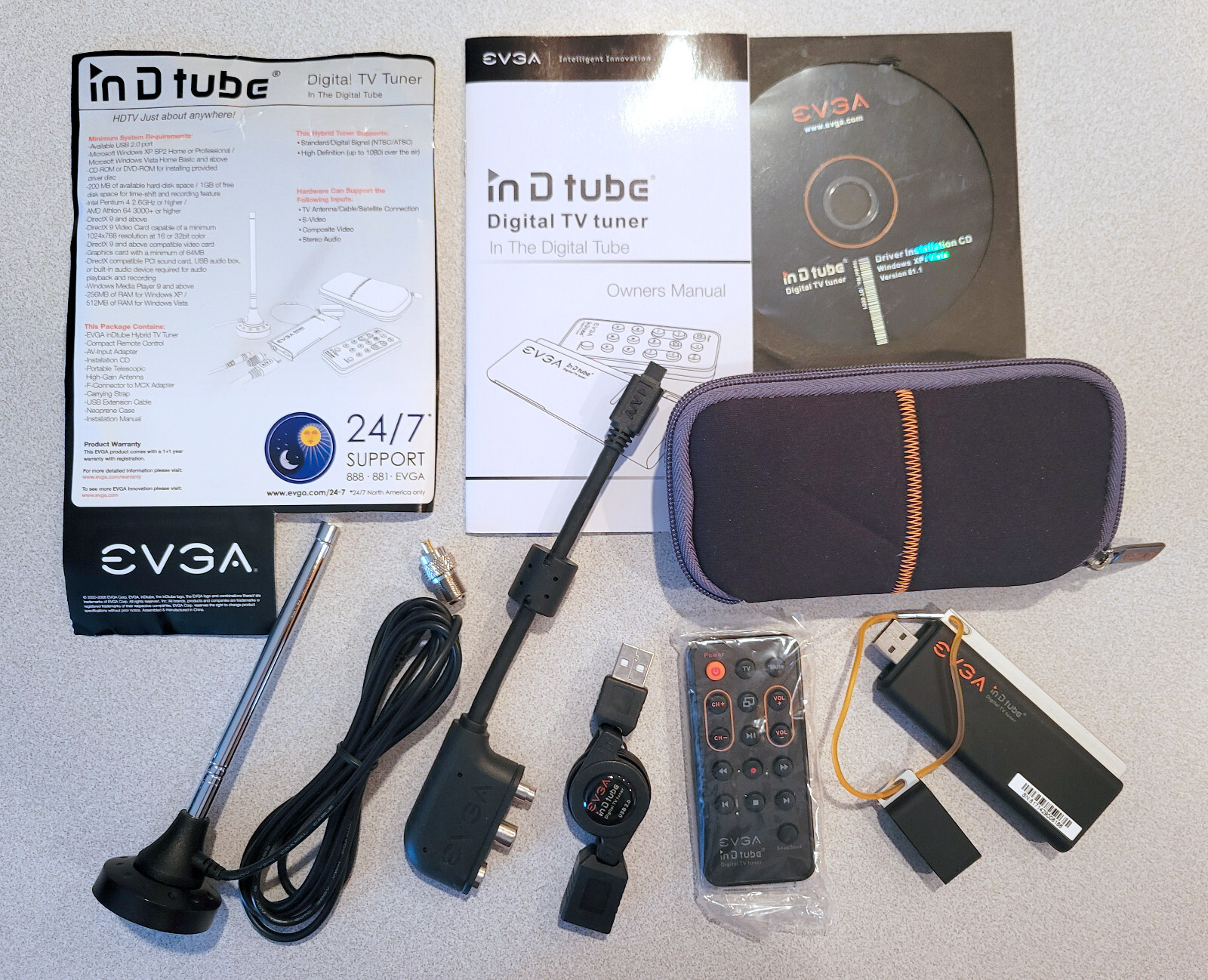 NEW – EVGA inDtube HD PC Digital TV Tuner KIT – Complete w/ DONGLE & Remote