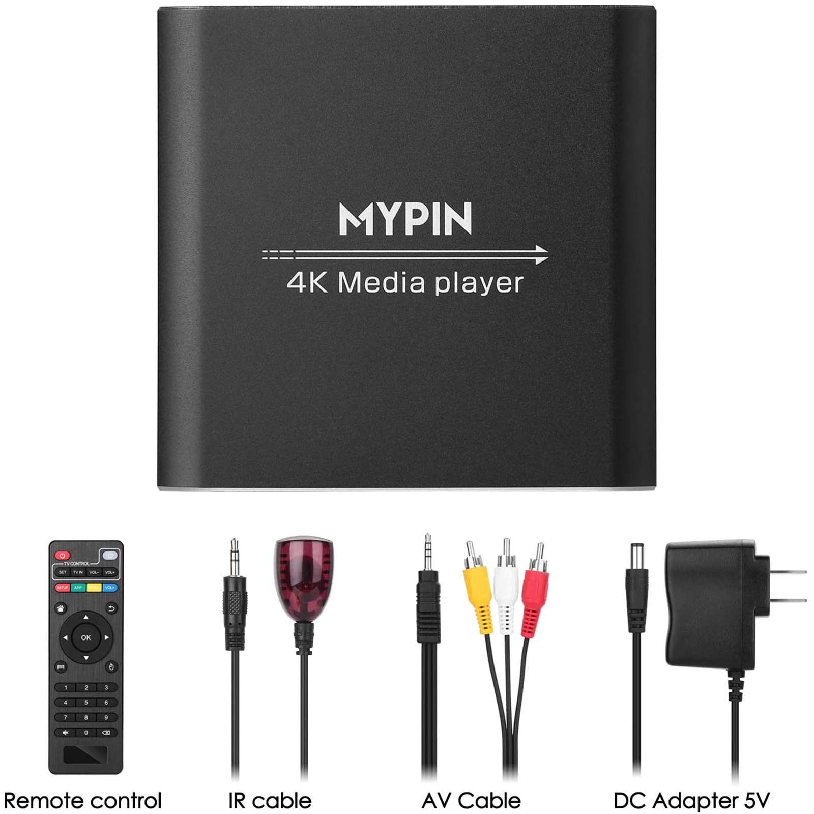 4K Media Player for 8TB HDD/USB/TF Card, Supports HDMI, AV, Optical Out