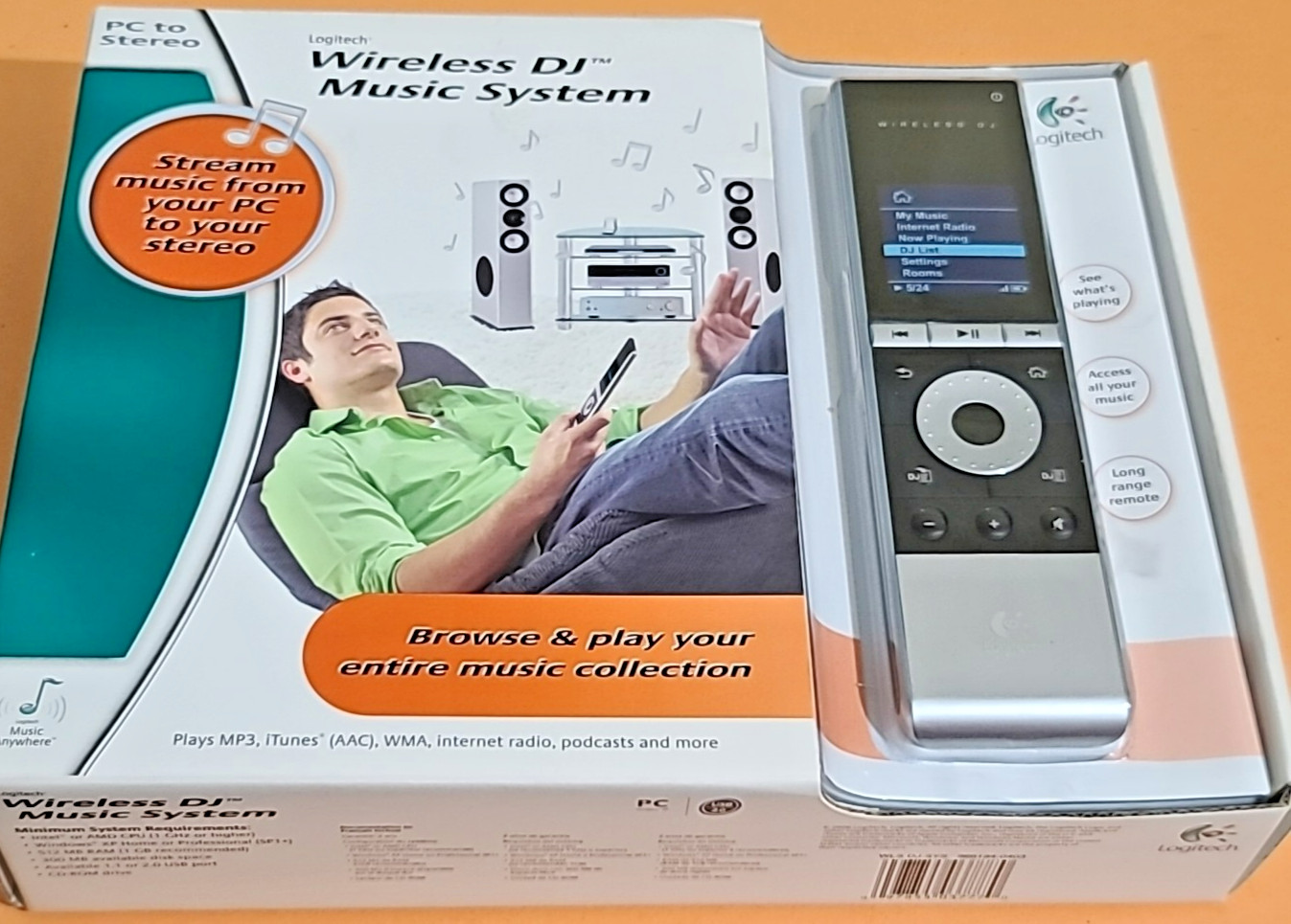 Logitech Wireless DJ Music System PC to Stereo 966194-0403 New In Box Old Stock.