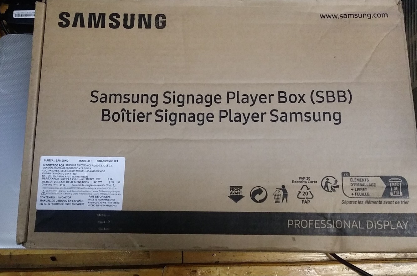Samsung Signage Player Box SBB-SSN Digital Signage Player SBB-SS08NL1/ZA