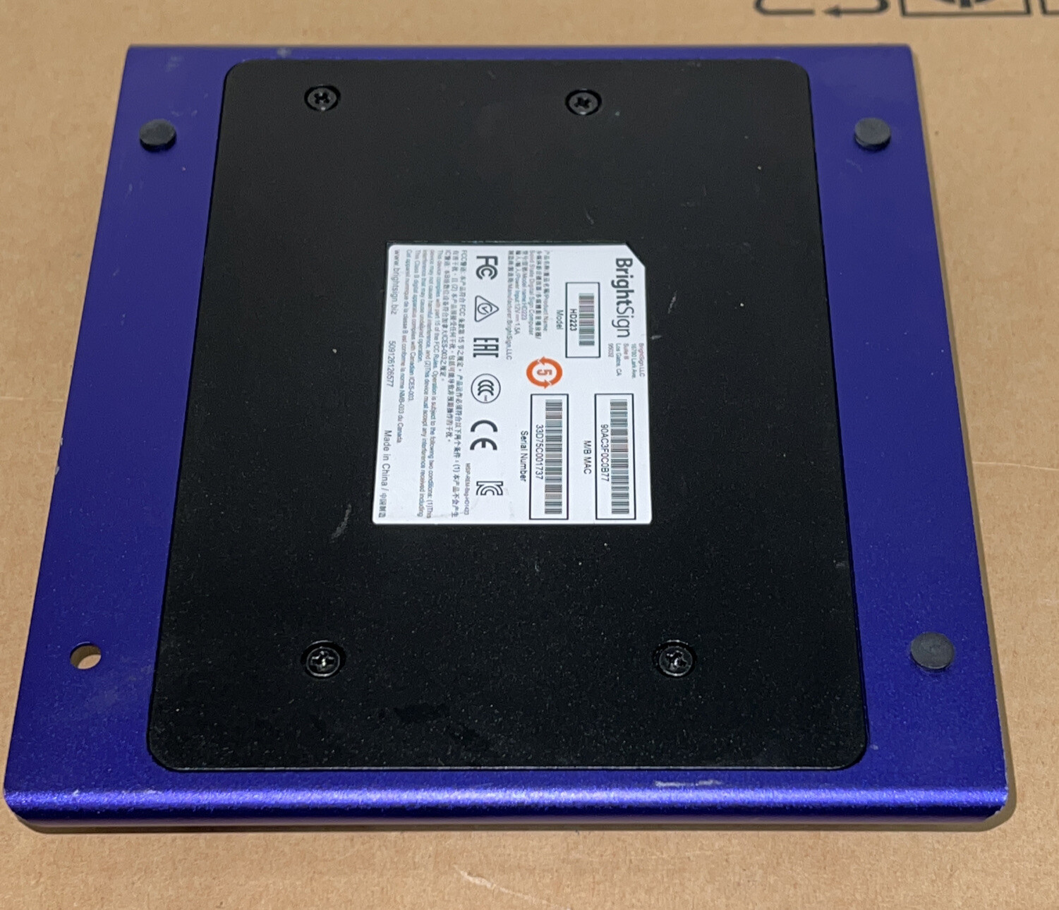 BrightSign HD223 Full HD Standard I/O HTML5 Player–WIFI With AC Adapter