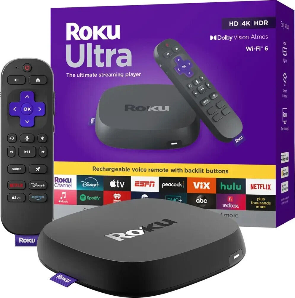 Roku Ultra 4850R 4K Streaming Player with Voice Remote – App Shortcuts May Vary