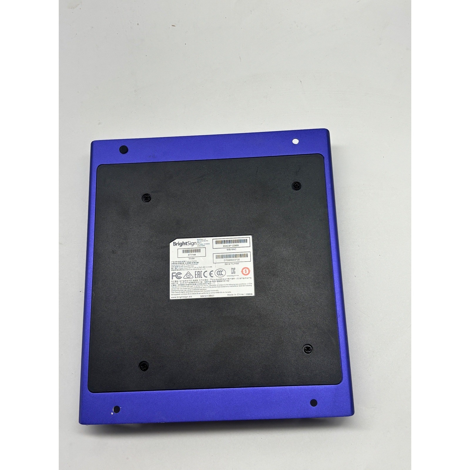 BrightSign XT1144 4K Digital Signage Media Player Purple XT4 Series PoE+ HDMI In