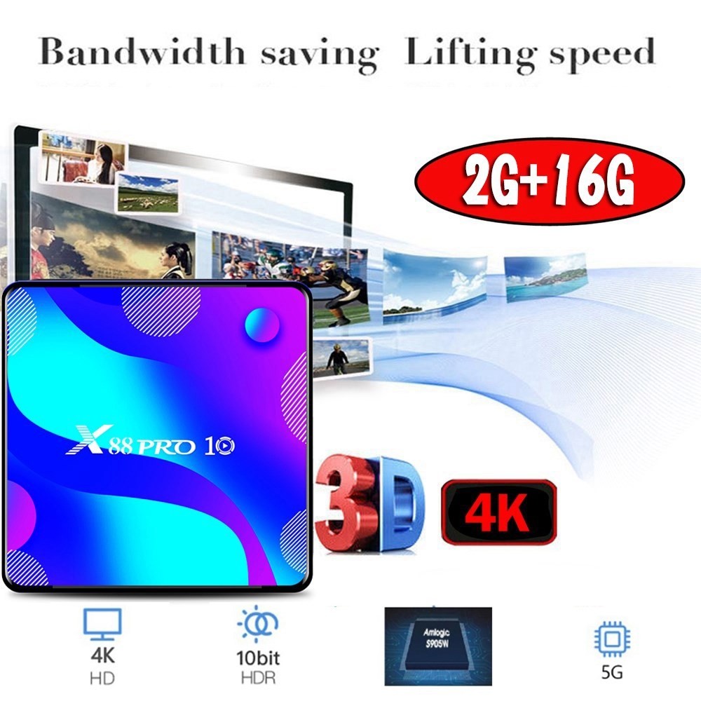 X88 Pro 10 Android Tv Box 11.0 Smart Tv Rk3318 2Gb 16Gb Support 2.4G/5G Wifi US