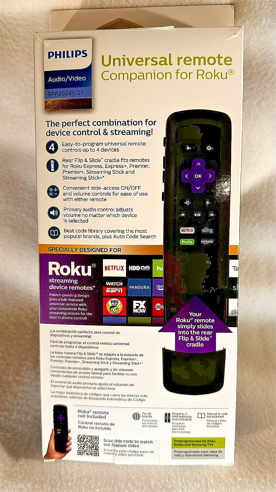 Philips Elite Plus SRP2024R/27 Four Device Universal Remote Control For Roku