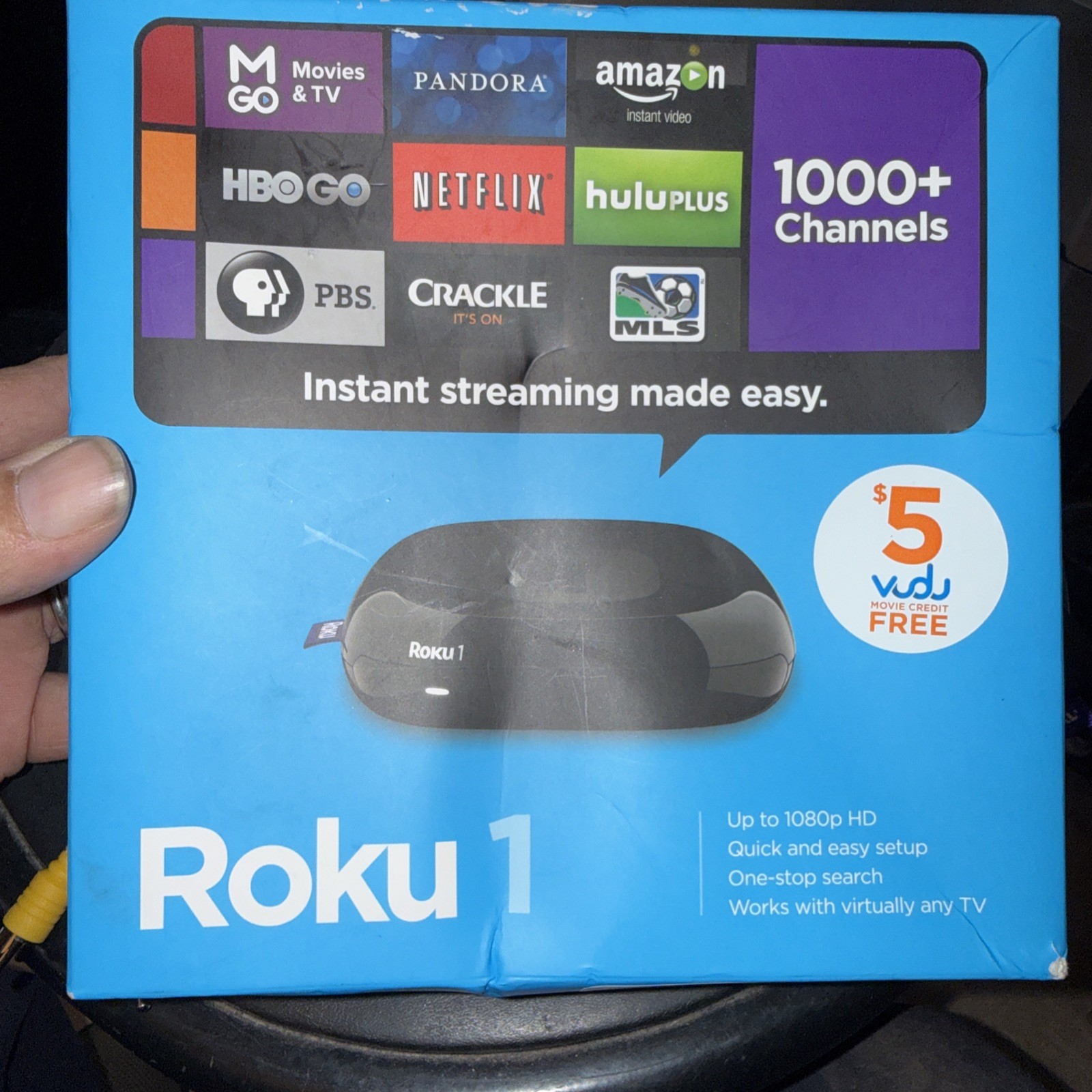 Roku 1 (3rd Generation) Media Streamer 2710- Black W/ HDMI Cord, Remote Open Box