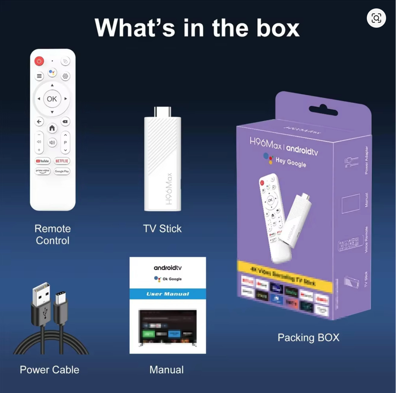 H96 MAX H313 Quad Core Android 14 TV Stick Wifi6 4K@60fps 2GB+16GB Google