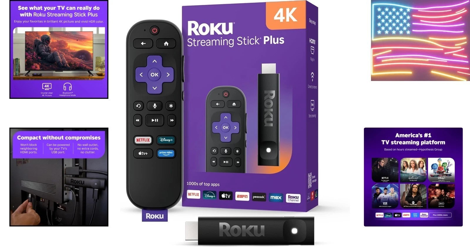 Streaming Stick Plus – 4K & HDR Streaming Device for TV with Voice Remote – F…