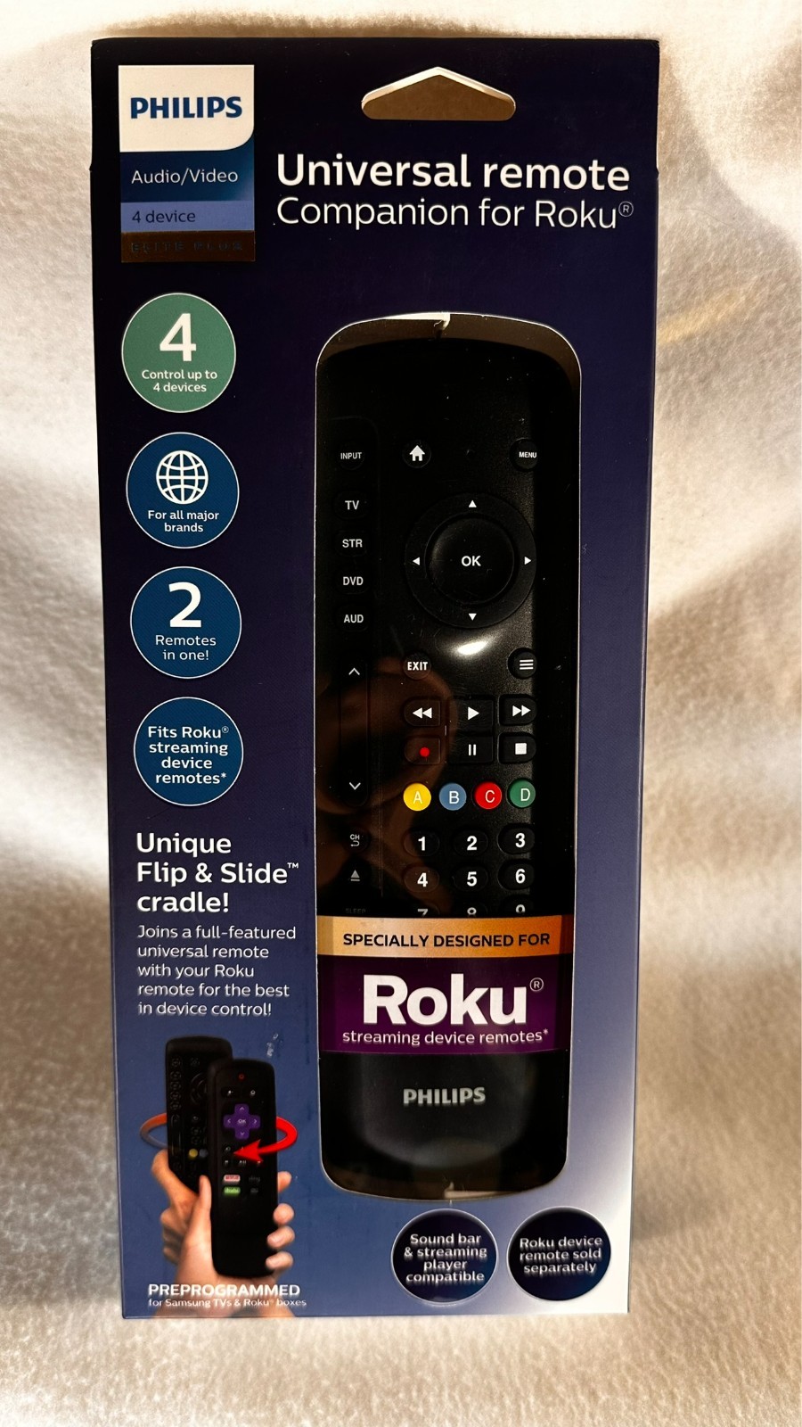 Philips Elite Plus SRP2024R/27 Four Device Universal Remote Control For Roku