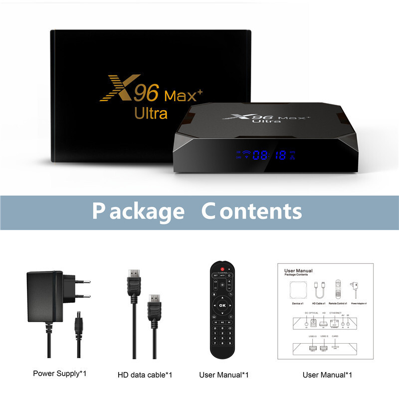 X96 Max Plus Ultra TV Box Android 11 S905X4 8K Wifi BT 4G 32G /64G Media Player