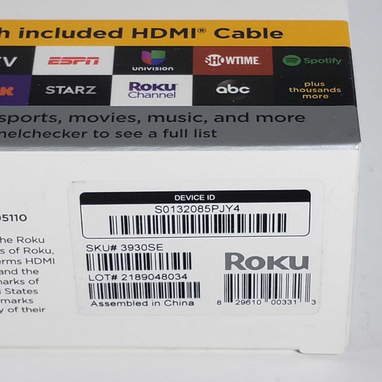 Roku SE HD Streaming Media Player 3930SE Remote Control HDMI Cable Brand New