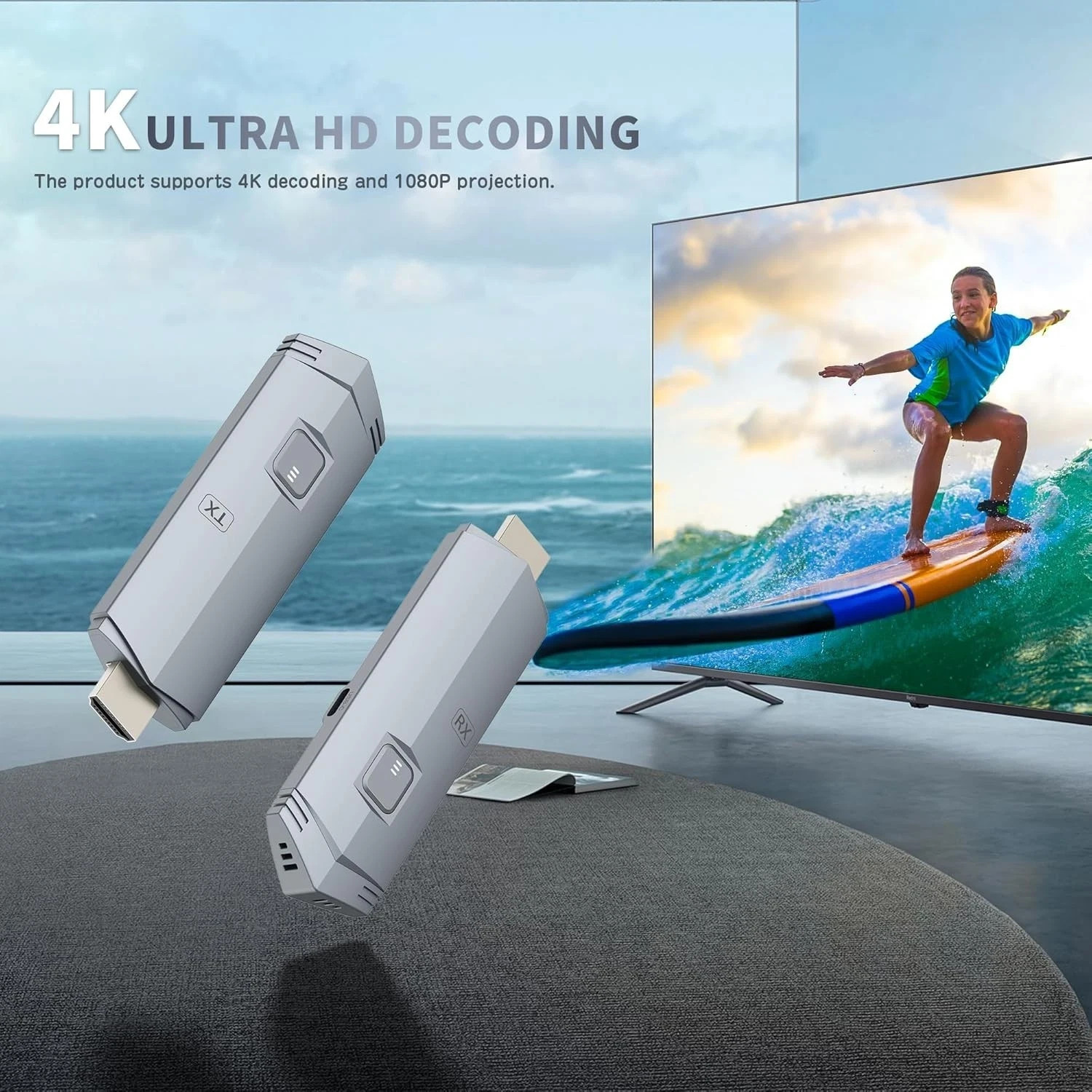 Wireless HDMI Transmitter and Receiver, HDMI Wireless Extender Portable 4k Plug