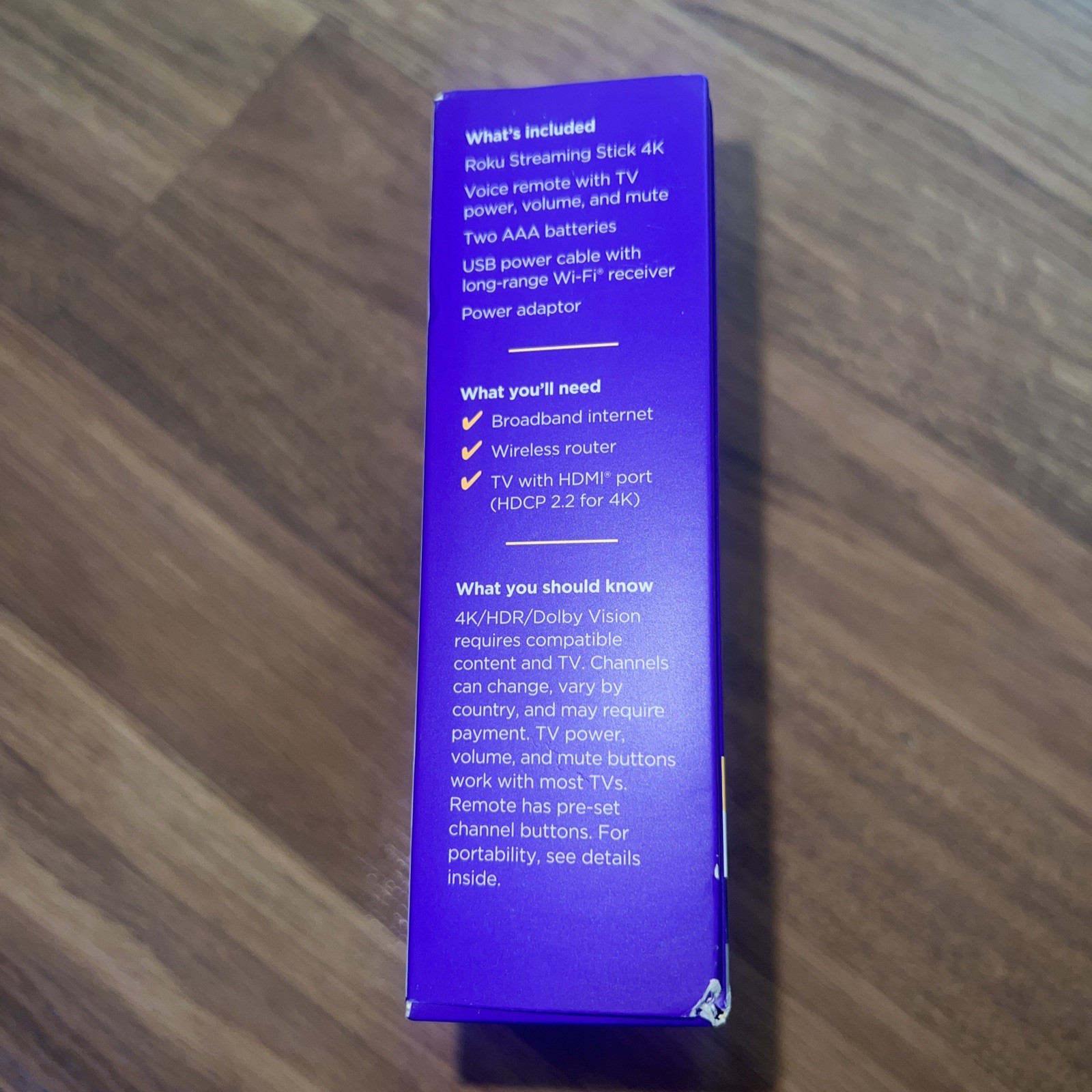 Roku Streaming Stick 4K Device 4K HDR Dolby Vision Voice Remote 3820RW