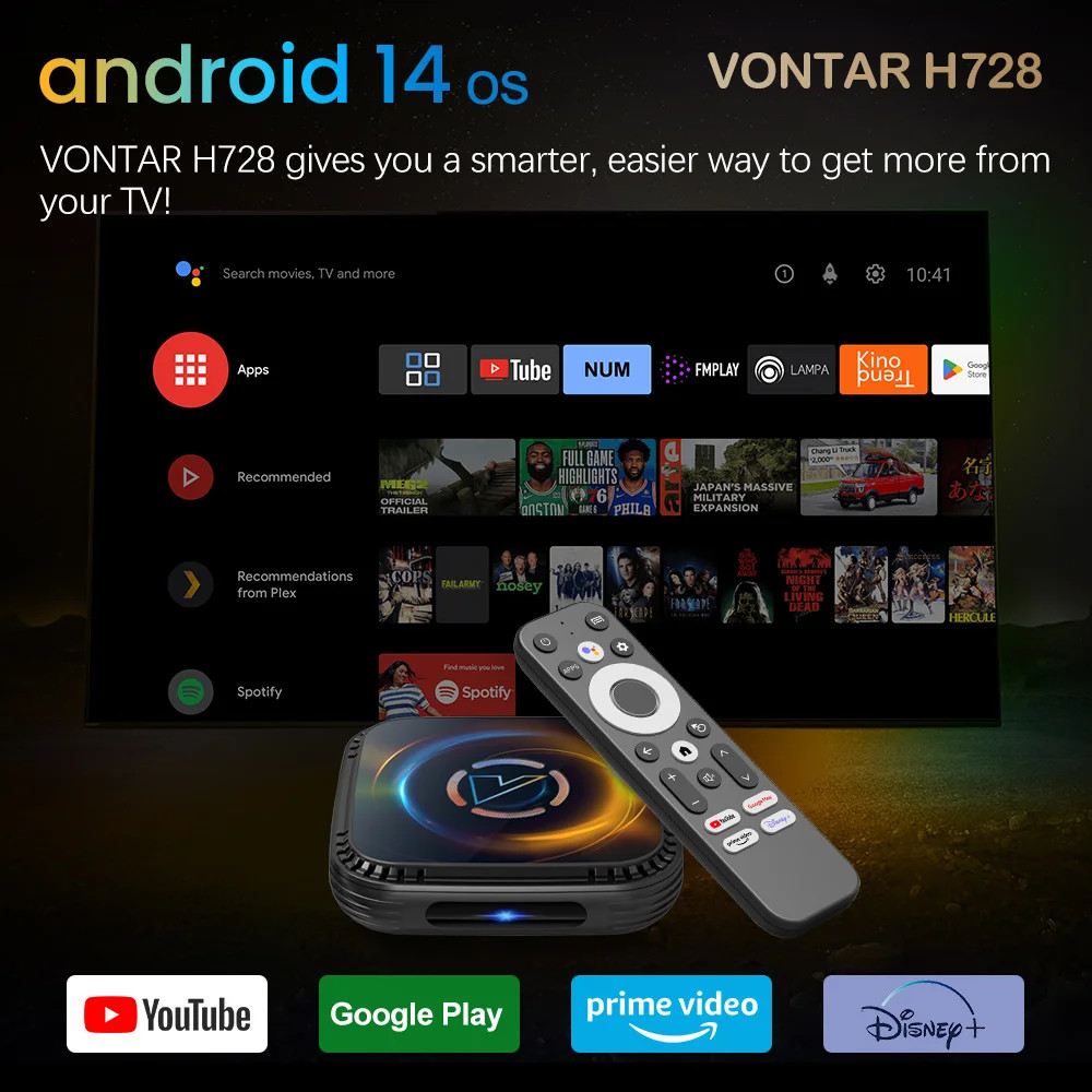 VONTAR H728 Android 14 TV Box 8K 4K 4GB RAM 32GB/64GB Gigabit LAN WiFi 6