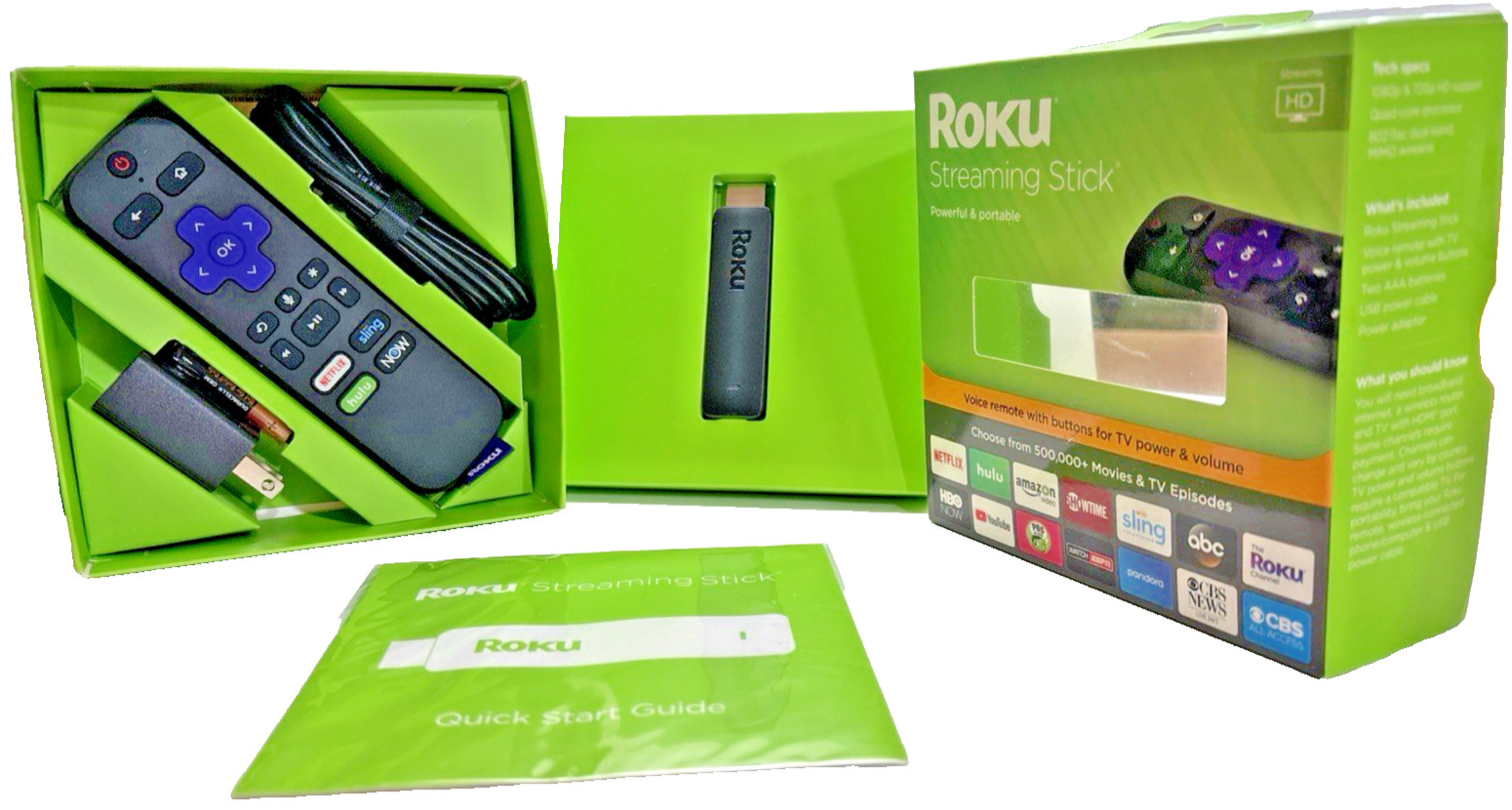 Compact Roku Streaming Stick HD Smart TV Upgrade Voice Remote Included Easy Plug
