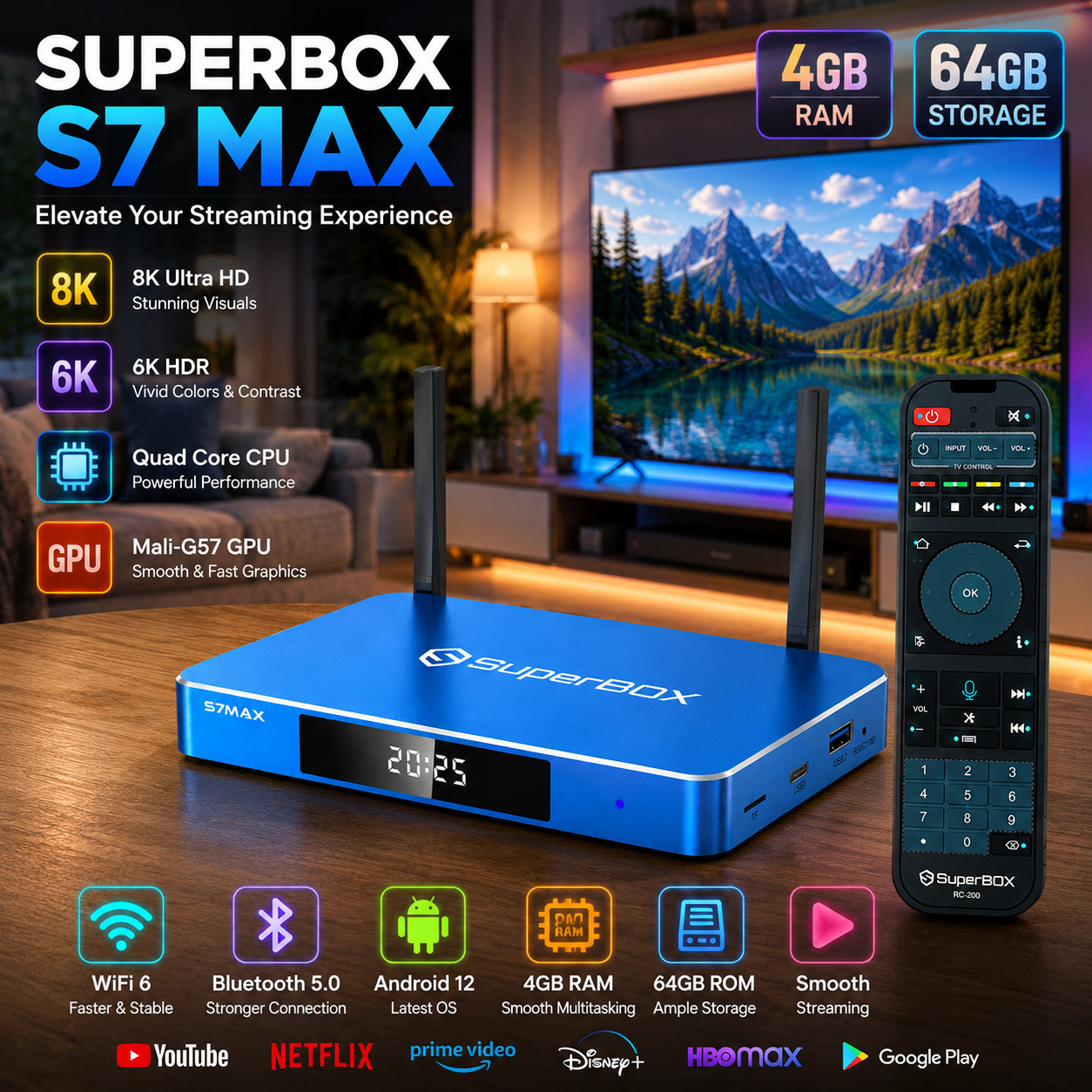 SuperBox S7 MAX 6K ANDROID TV BOX | WIFI 6 | USB-C | AUTHORIZED DEALER