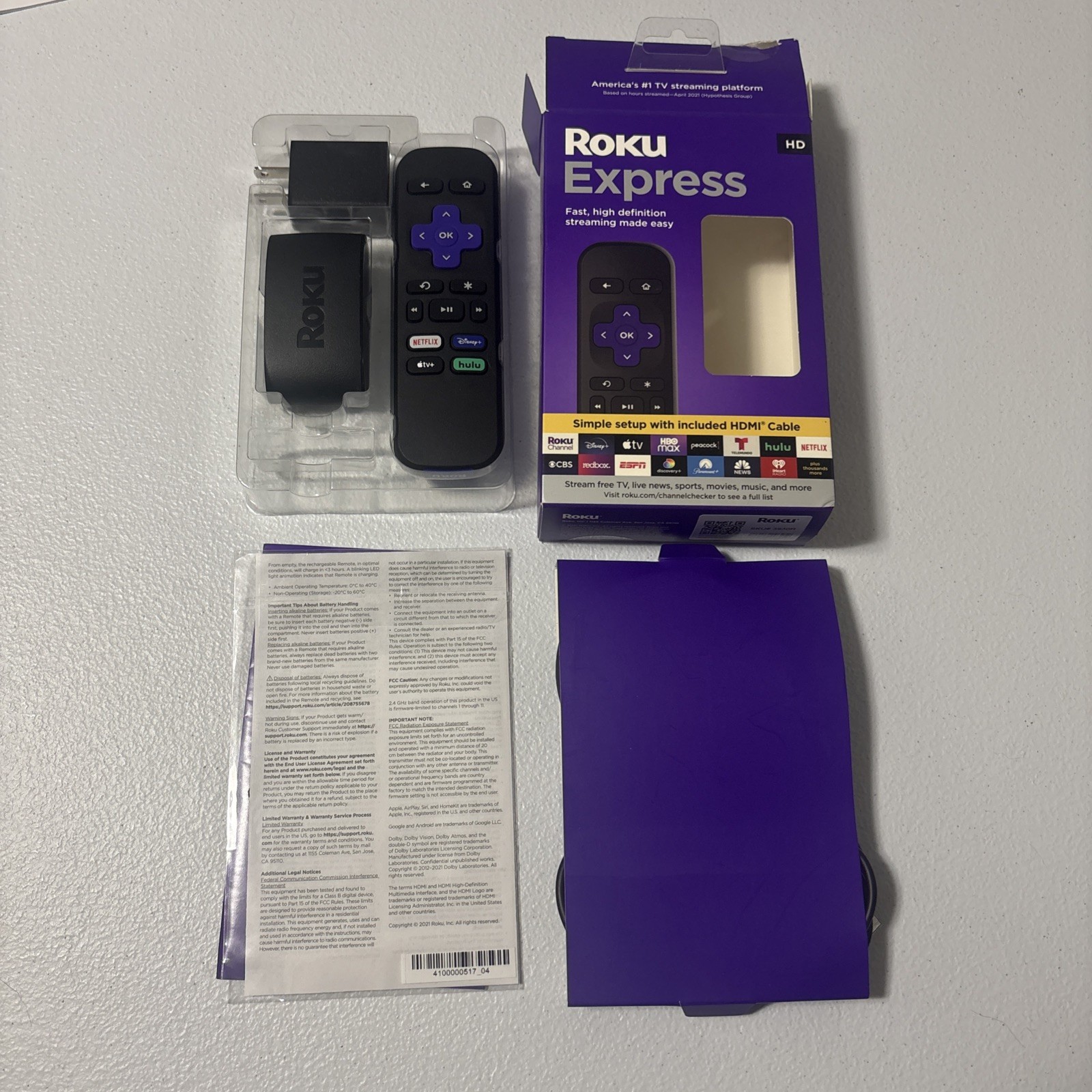 New Roku 2021 #3930R Express HD Streaming Media Player – Box Ripped