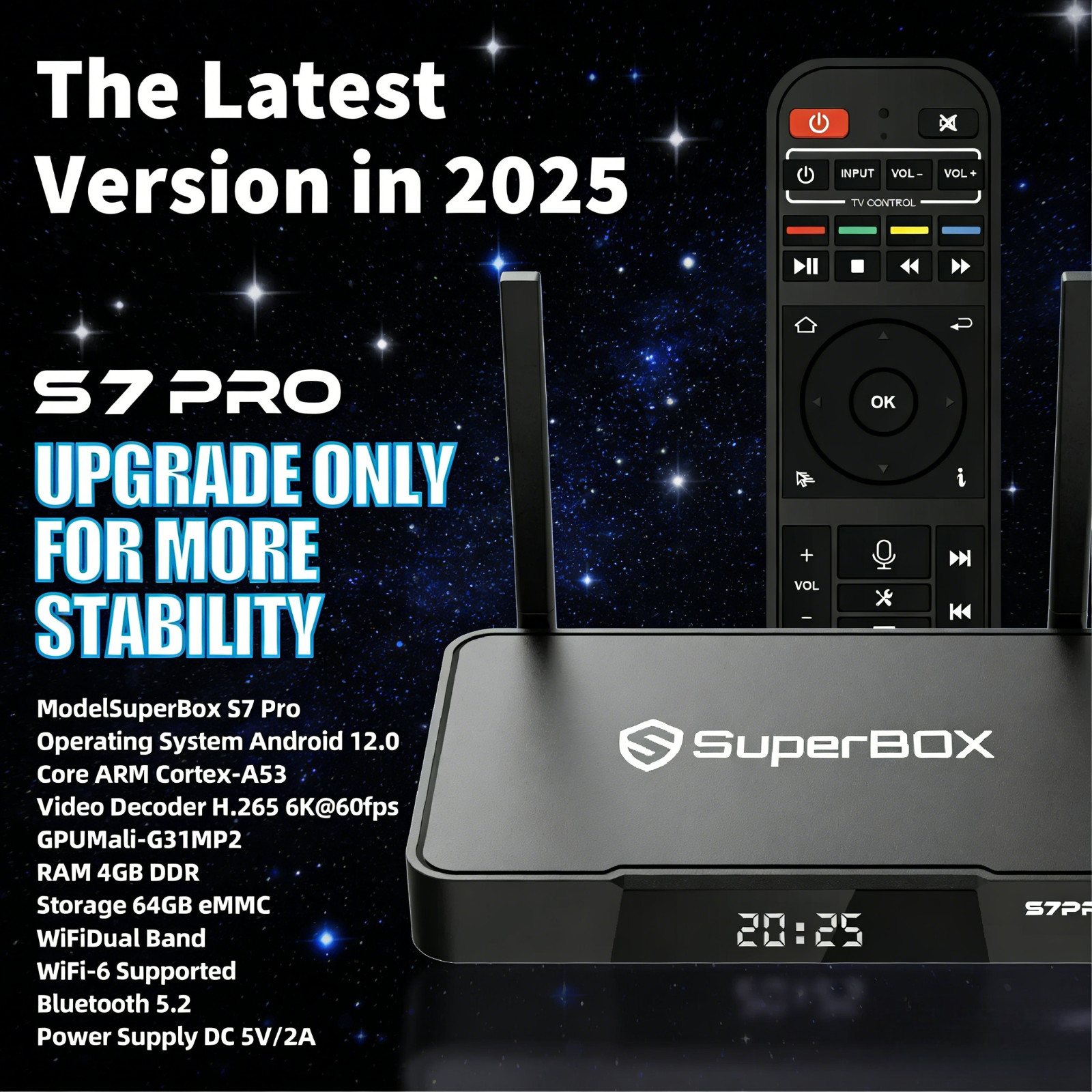 New SuperBox S7 Pro Ultra HD Streaming Media Player 2.4G+5G WiFi Bluetooth