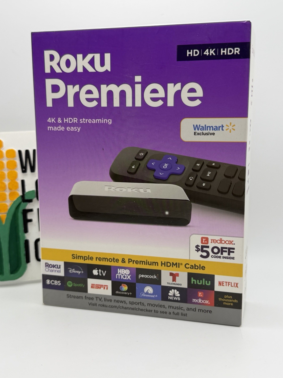 Roku Premiere 4K HDR Streaming Media Player with HDMI Cable & Remote