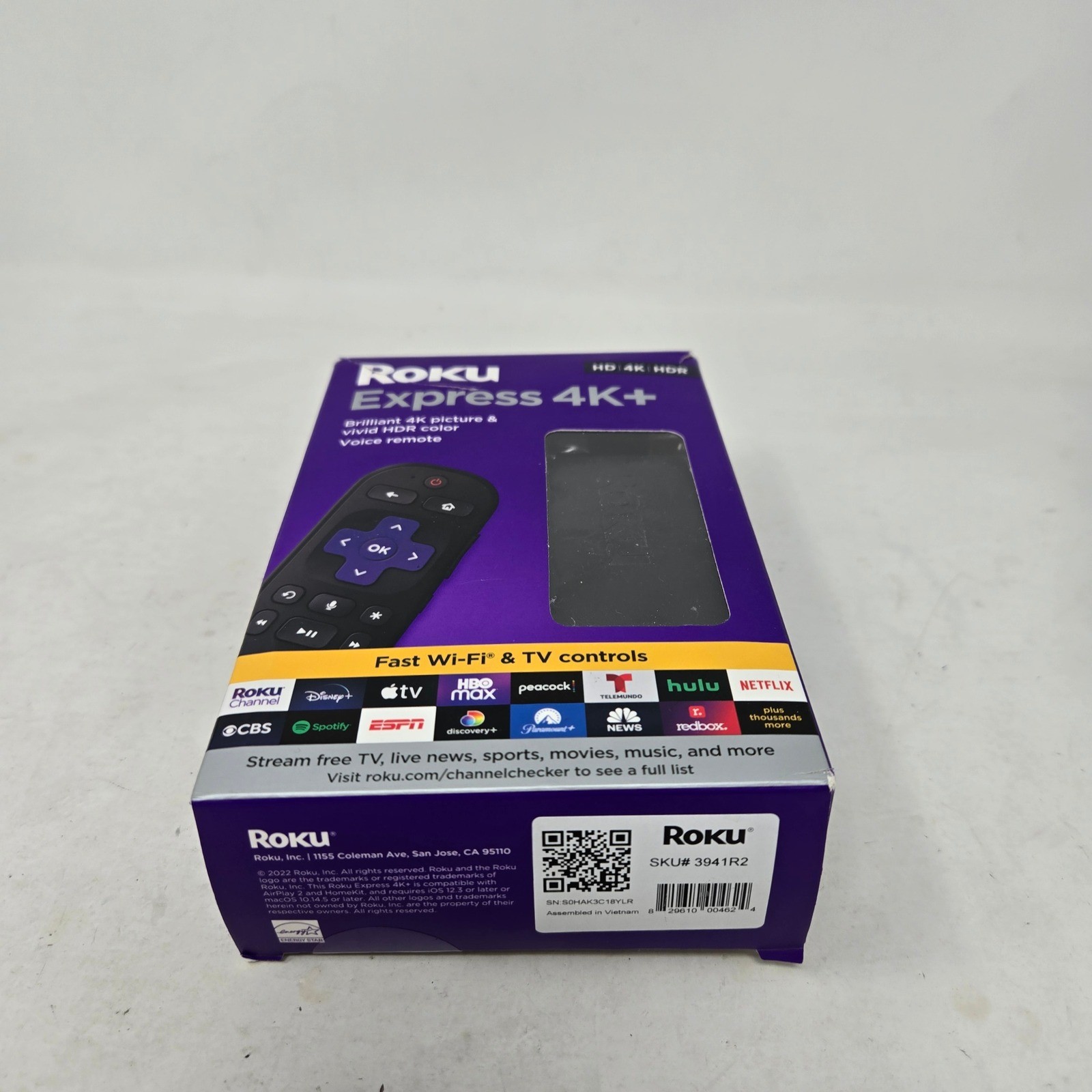 Roku Express 4K+ Streaming Media Player 3941R2 HD 4K HDR Voice Remote Black