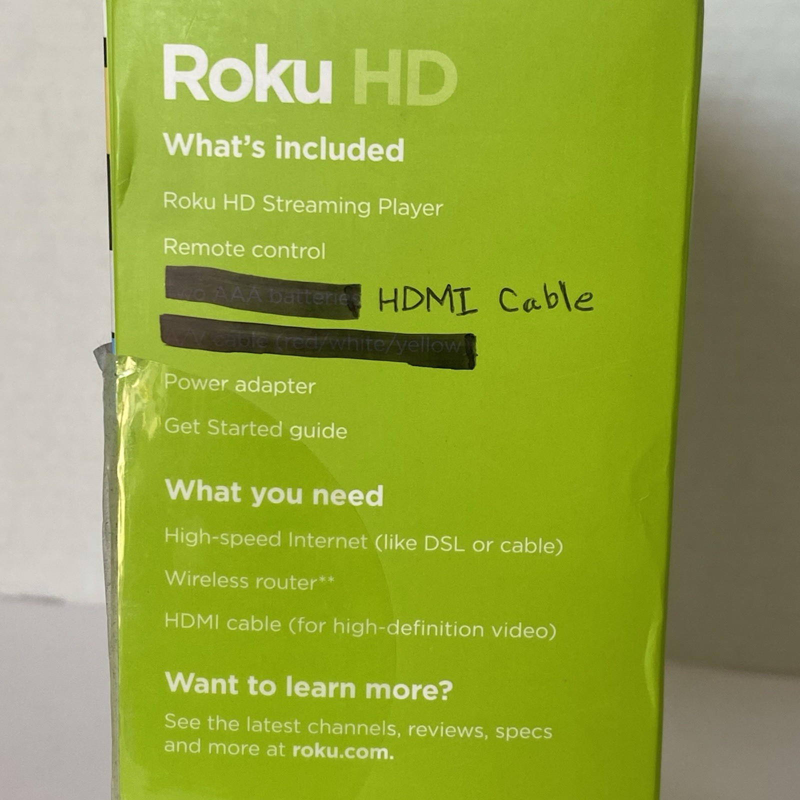 Roku HD 2500R 2nd Generation Media Streamer w/ Remote Power Cord HDMI Manuals