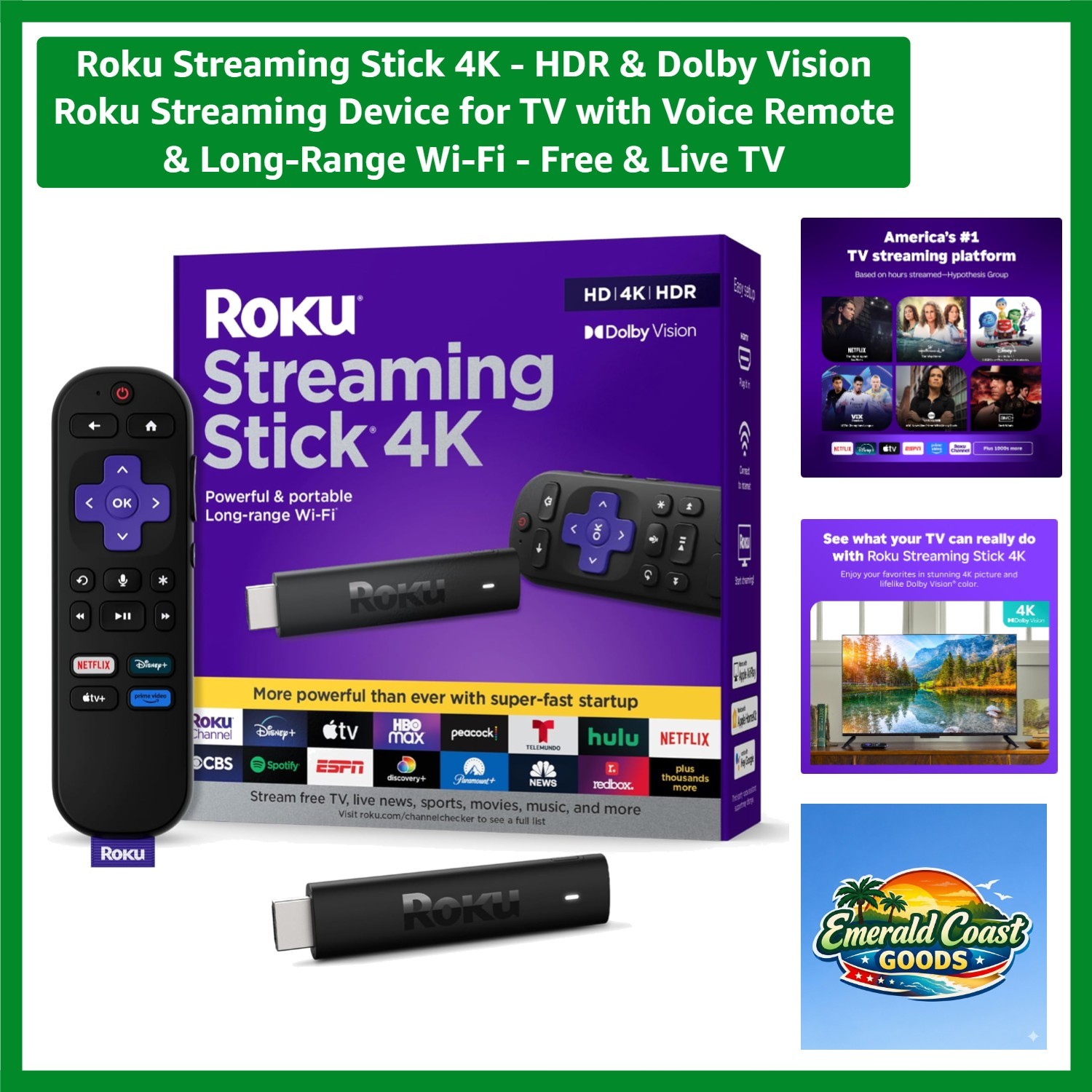 Streaming Stick 4K – HDR & Dolby Vision Streaming Device for TV with Voice Re…