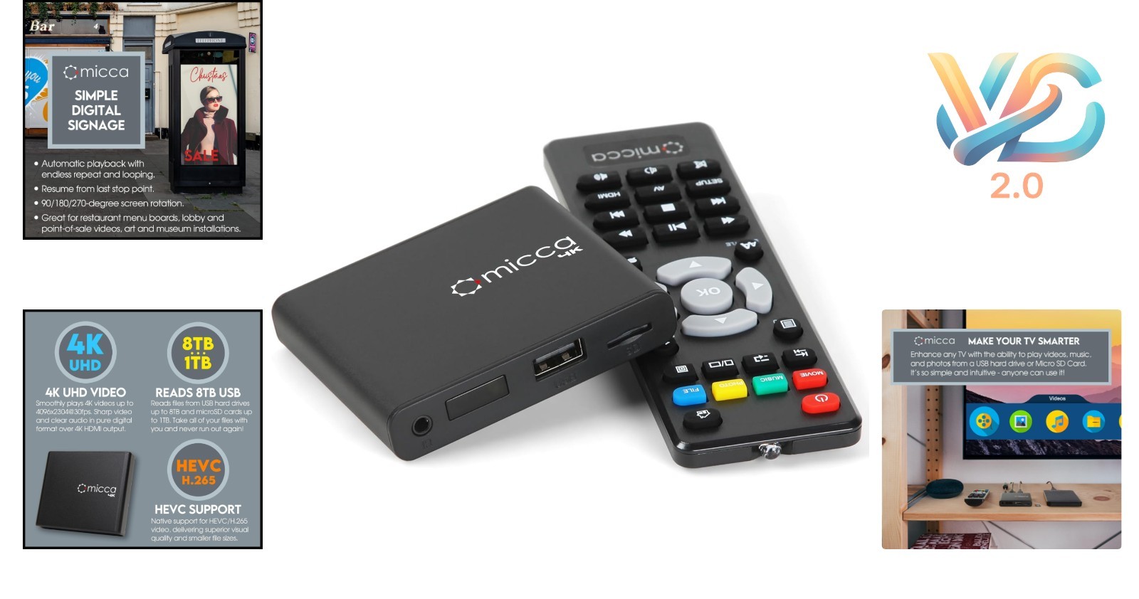 Speck 4K Ultra-HD Media Player HDMI USB MicroSD for Digital Signage