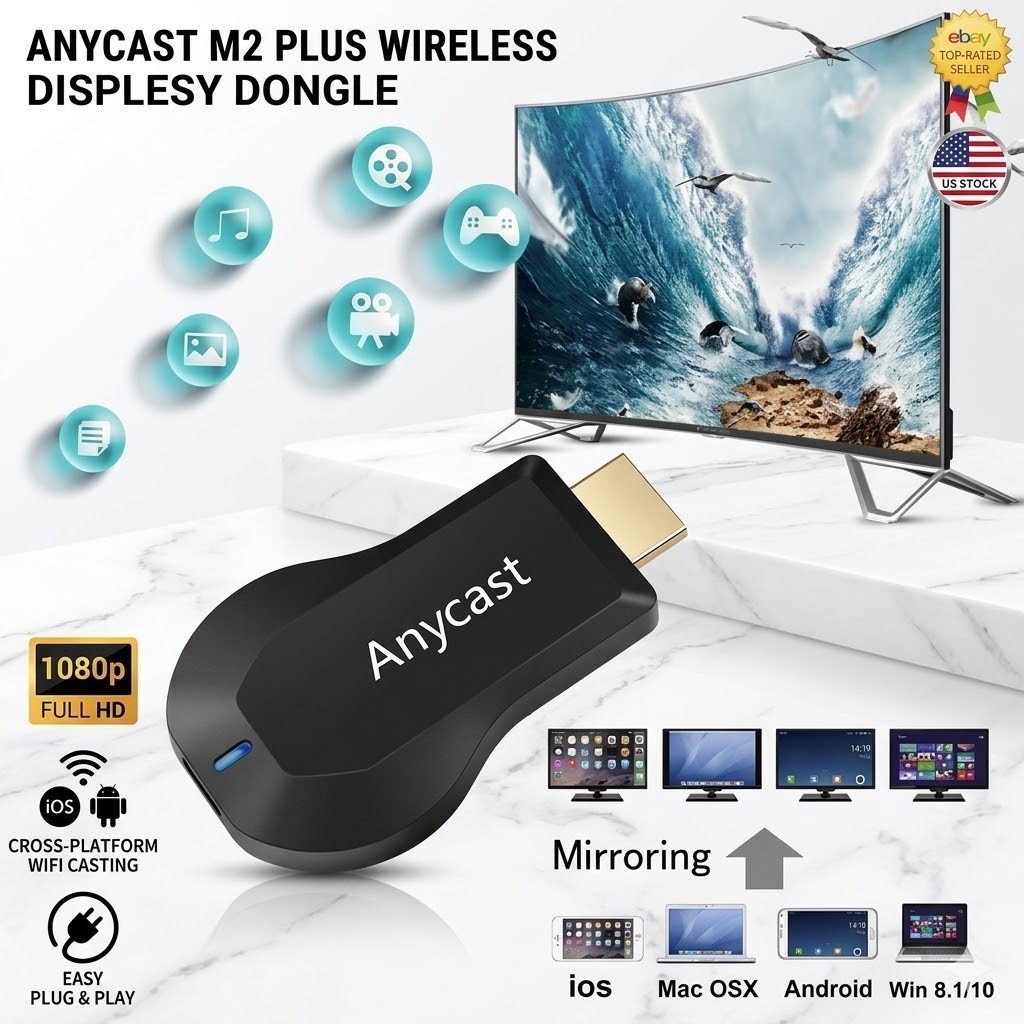 4K WiFi HDMI Anycast Miracast Airplay TV Wireless Display DLNA Dongle Adapter