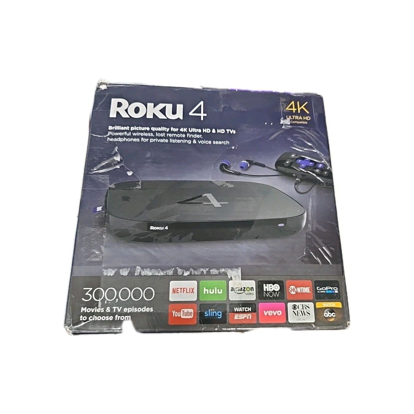 Roku 4 4400X HD & 4K UHD Streaming Media Player – Black