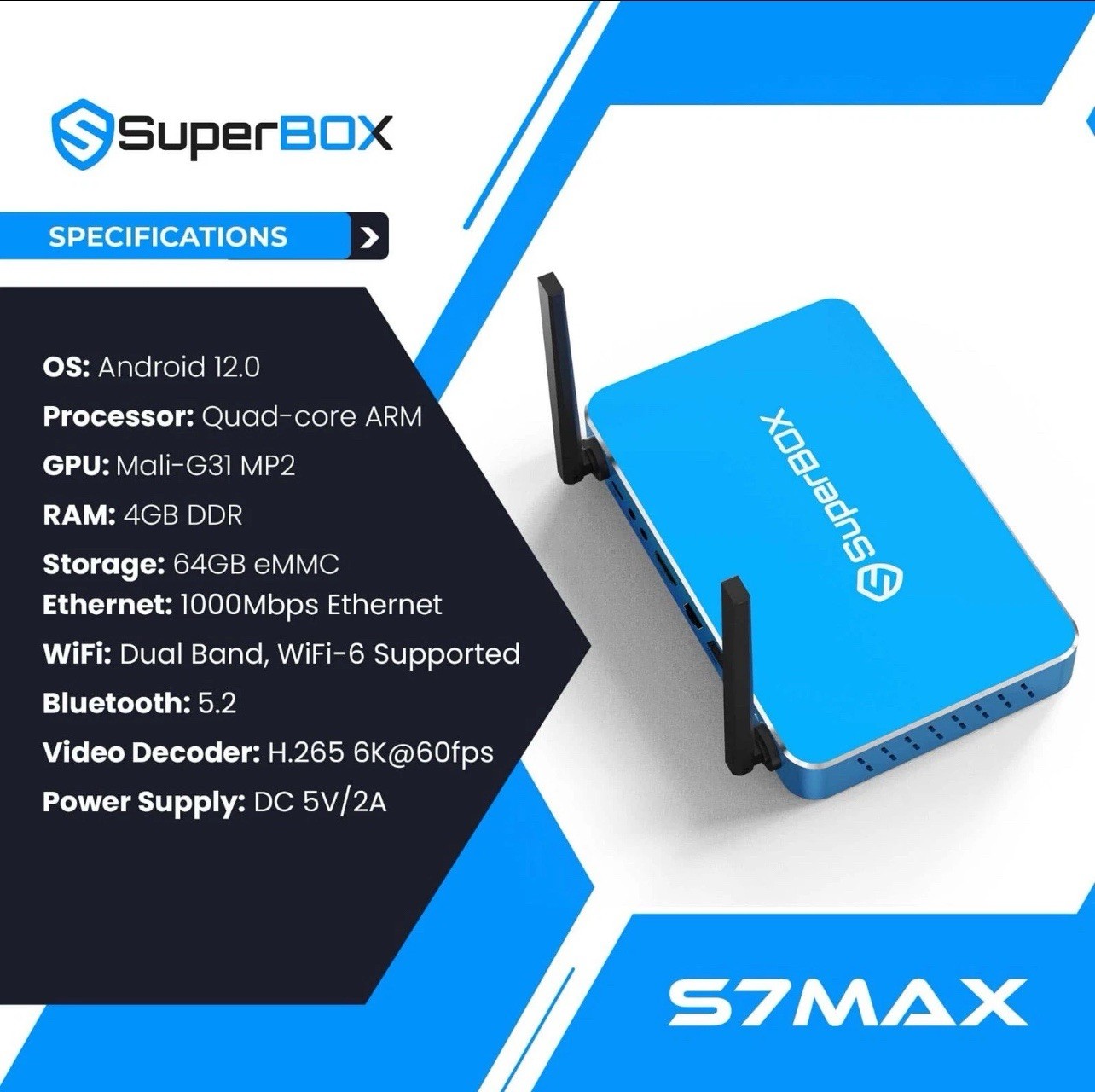 Superbox S7 Max | 6K UHD | 7-Day Time Shift | 64Gb Storage | Parental Control