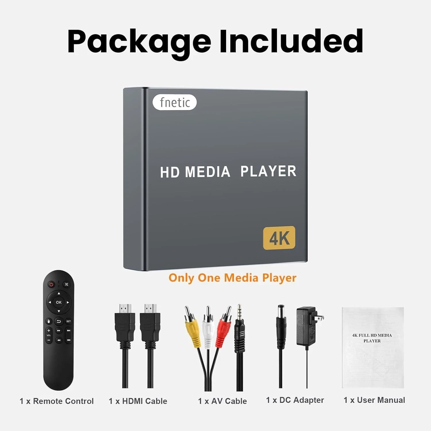 4K Digital Media Player, TV MP4 Video Player with HDMI/AV Output, Digital Sig…